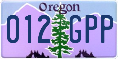OR license plate 012GPP