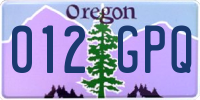 OR license plate 012GPQ