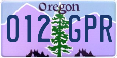 OR license plate 012GPR