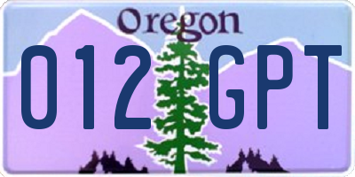 OR license plate 012GPT