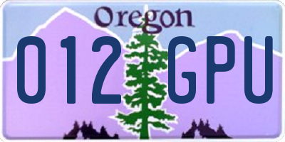 OR license plate 012GPU