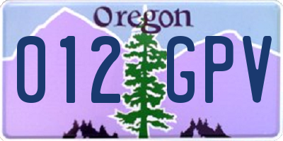OR license plate 012GPV