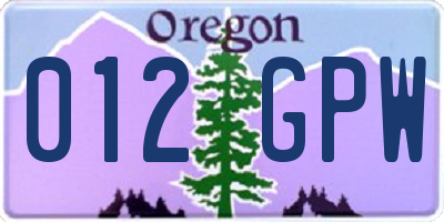 OR license plate 012GPW