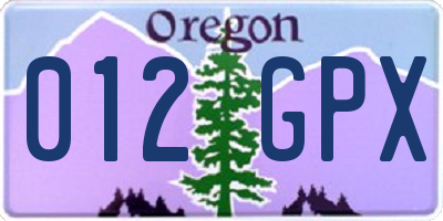 OR license plate 012GPX