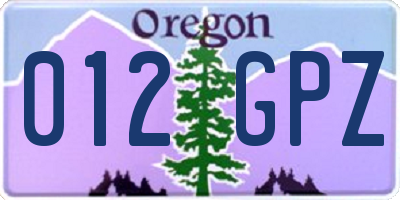OR license plate 012GPZ