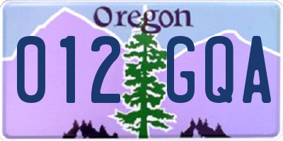 OR license plate 012GQA