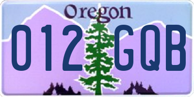 OR license plate 012GQB