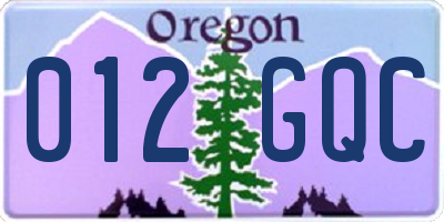 OR license plate 012GQC