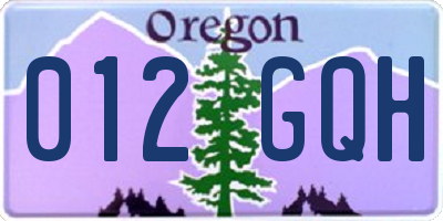 OR license plate 012GQH