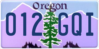 OR license plate 012GQI