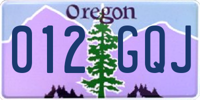 OR license plate 012GQJ