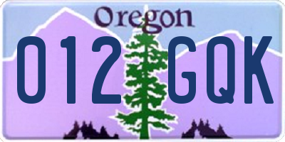 OR license plate 012GQK