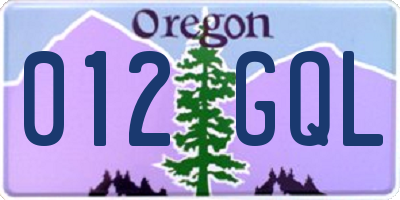 OR license plate 012GQL