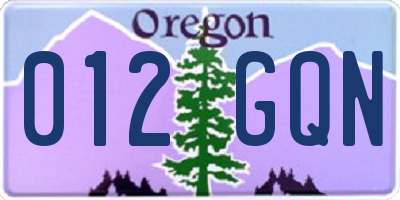 OR license plate 012GQN