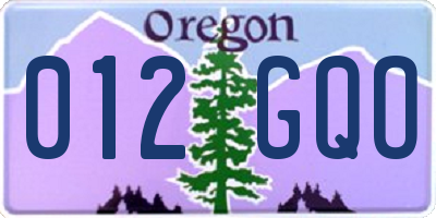 OR license plate 012GQO