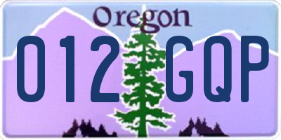 OR license plate 012GQP
