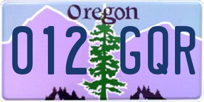 OR license plate 012GQR