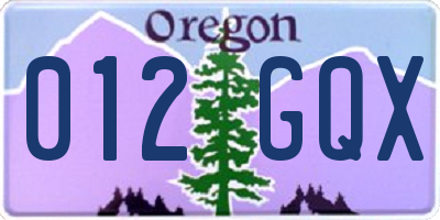 OR license plate 012GQX