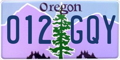 OR license plate 012GQY