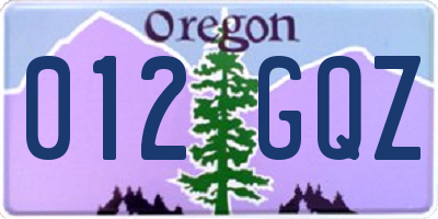 OR license plate 012GQZ