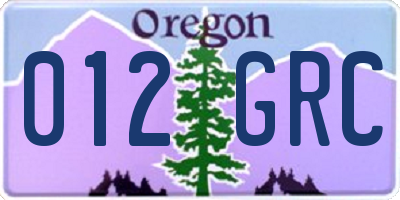 OR license plate 012GRC