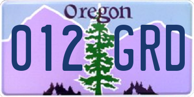 OR license plate 012GRD