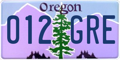 OR license plate 012GRE