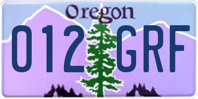 OR license plate 012GRF
