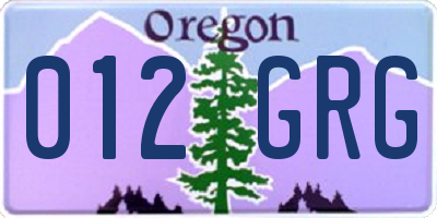 OR license plate 012GRG