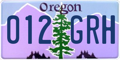 OR license plate 012GRH