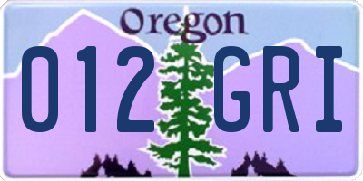 OR license plate 012GRI