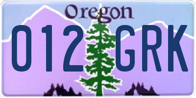 OR license plate 012GRK