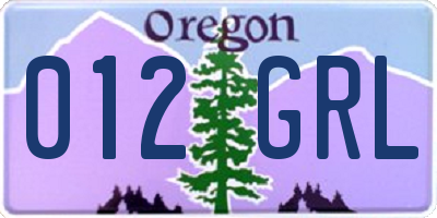 OR license plate 012GRL