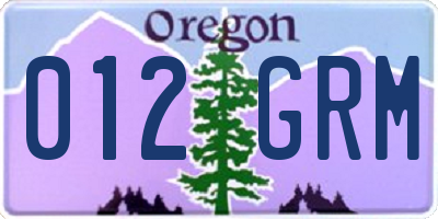 OR license plate 012GRM