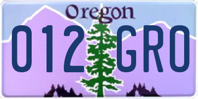OR license plate 012GRO