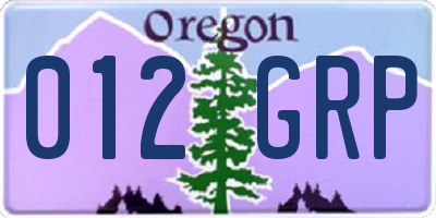 OR license plate 012GRP