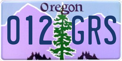 OR license plate 012GRS