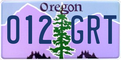 OR license plate 012GRT