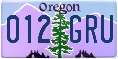 OR license plate 012GRU