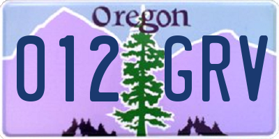 OR license plate 012GRV