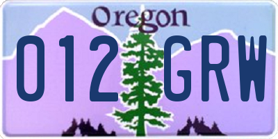 OR license plate 012GRW