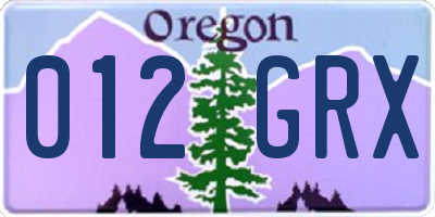 OR license plate 012GRX