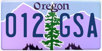 OR license plate 012GSA