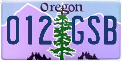 OR license plate 012GSB