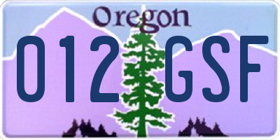 OR license plate 012GSF