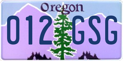 OR license plate 012GSG