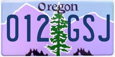 OR license plate 012GSJ