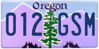OR license plate 012GSM