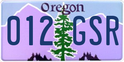 OR license plate 012GSR