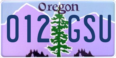 OR license plate 012GSU